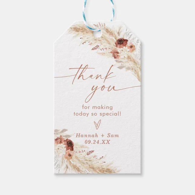 Boho Thank You Favor Tag | Pampas Grass | Zazzle