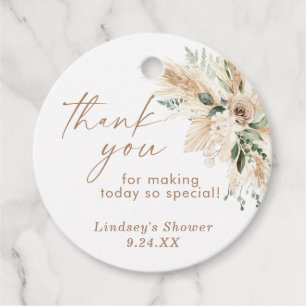 Boho Thank You Favor Tag   Pampas Grass Favor Tags