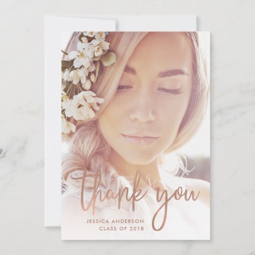 Boho Thanks  Photo Graduation Thank You Announcement