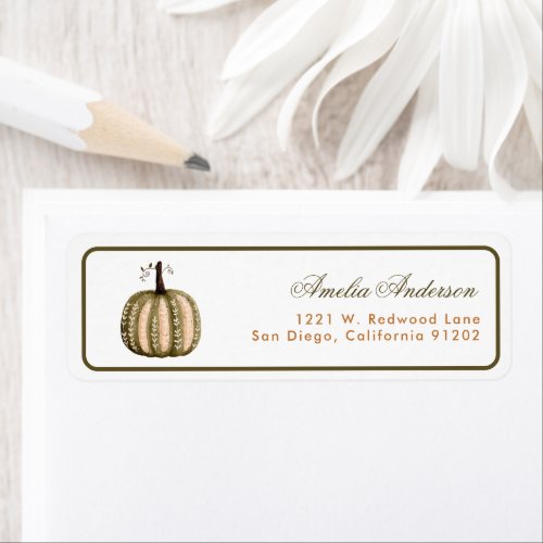 Boho thanksgiving Pumpkin Return Address Label