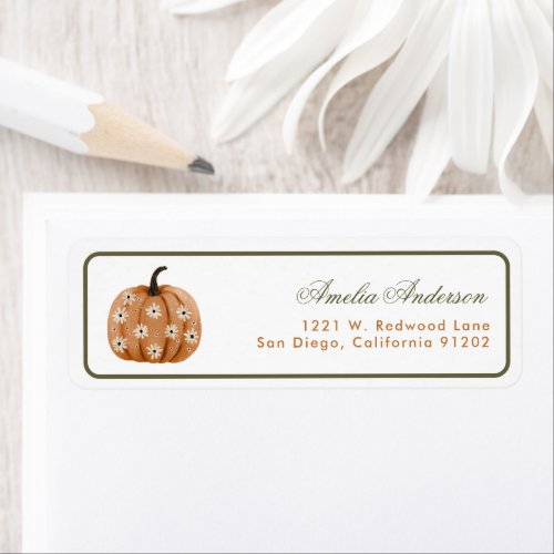 Boho thanksgiving Pumpkin Return Address Label