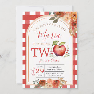 Boho The apple of our eye is Turning Two Birthday Invitation