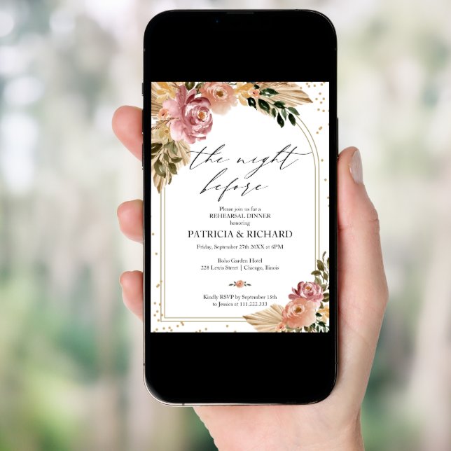 Boho The Night Before Rehearsal Dinner Invitation (Front Digital)