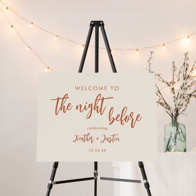 Boho The Night Before Rehearsal Dinner Welcome Foam Board (In Situ (Stand))