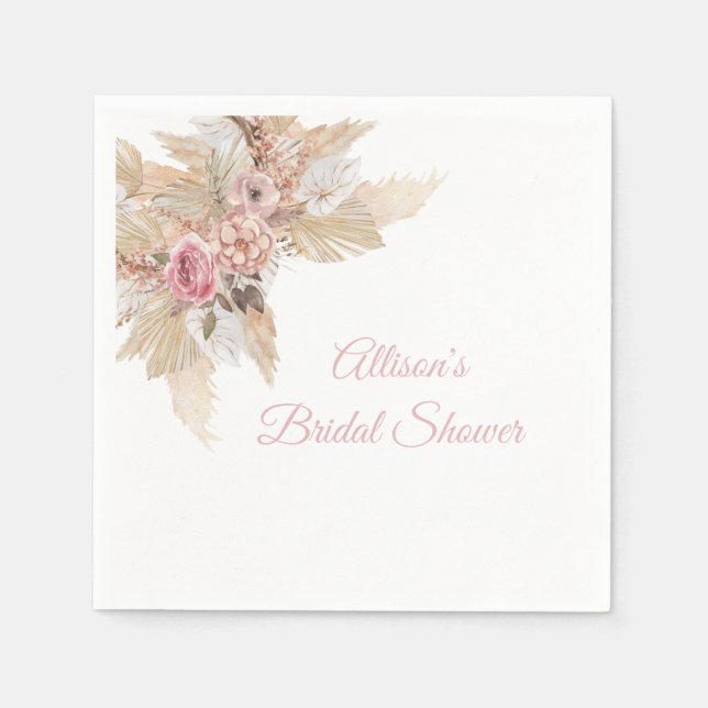 Boho Theme Personalized Cocktail Napkins (Front)