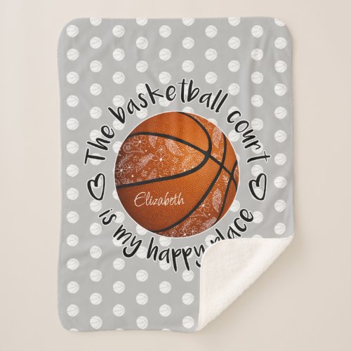 boho themed the basketball court is my happy place sherpa blanket