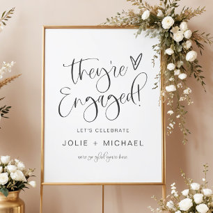 Boho They're Engaged Engagement Party Poster