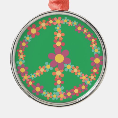 Boho Tie Dye Peace Symbol Hippie Style Metal Ornam Metal Ornament