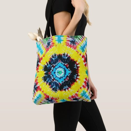 Boho Tie_Dyed Folk Art Vibrant Rainbow Colors Tote Bag