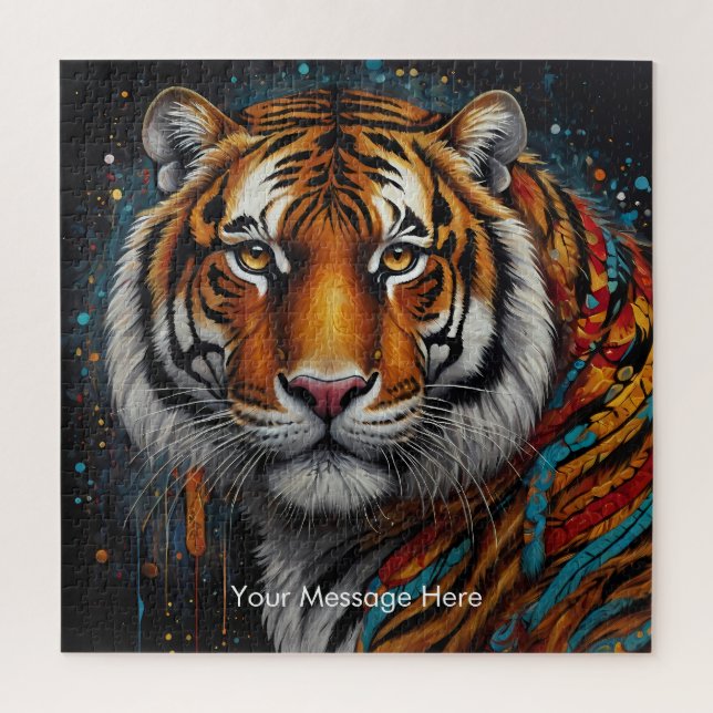 Boho Tiger Puzzle – Vibrant Jungle Wildlife Art (Vertical)