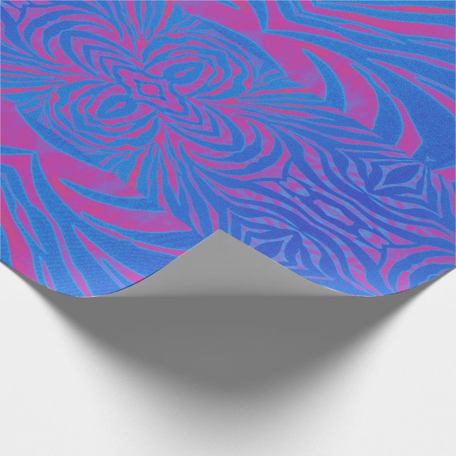 Boho Tiger Stripe Pink and Blue Wrapping Paper (Corner)