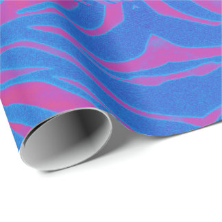 Boho Tiger Stripe Pink and Blue Wrapping Paper