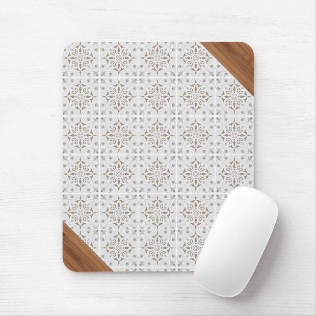 Boho Tile Bamboo Office Bohemian  Mouse Pad (With Mouse)