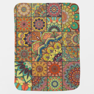 Boho tiles: colorful patchwork seamless pattern baby blanket