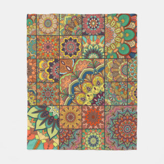 Boho tiles: colorful patchwork seamless pattern fleece blanket