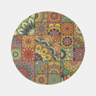Boho tiles: colorful patchwork seamless pattern rug