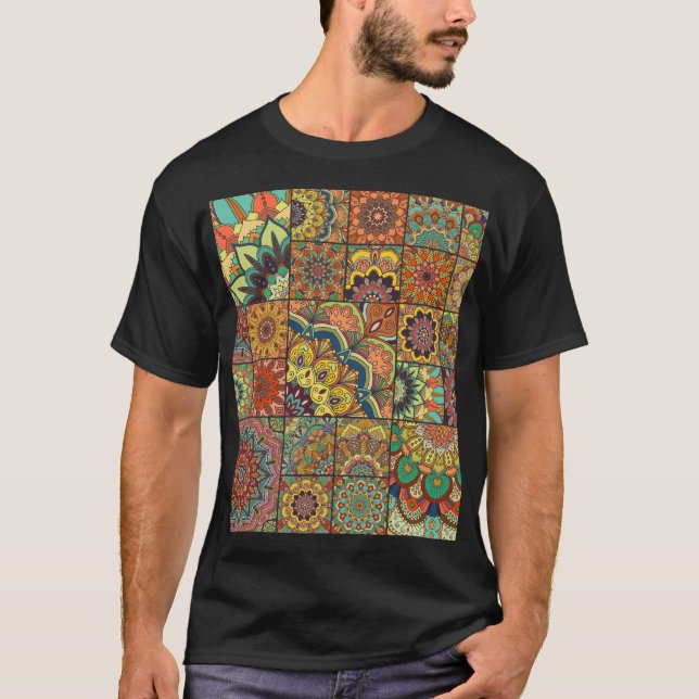 Boho tiles: colorful patchwork seamless pattern T-Shirt (Front)