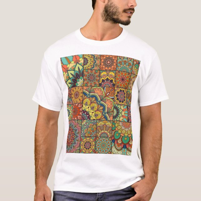 Boho tiles: colorful patchwork seamless pattern T-Shirt (Front)