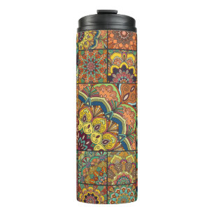 Boho tiles: colorful patchwork seamless pattern thermal tumbler
