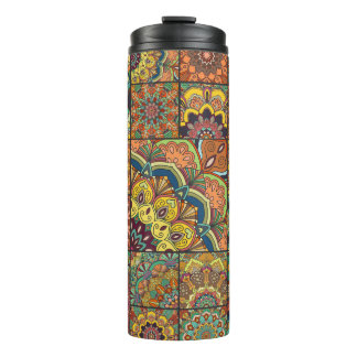 Boho tiles: colorful patchwork seamless pattern thermal tumbler