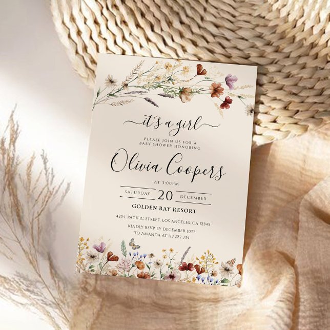 Boho Tiny Wildflower Baby Shower Invitation (Creator Uploaded)