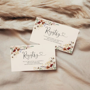 Boho Tiny Wildflower Baby Shower Registry Enclosure Card