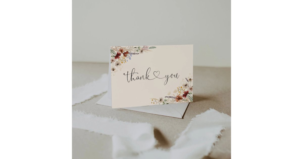 Boho Tiny Wildflower Baby Shower Thank You Card | Zazzle