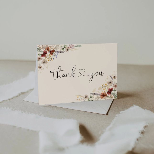 Boho Tiny Wildflower Baby Shower Thank You Card (Creator Uploaded)