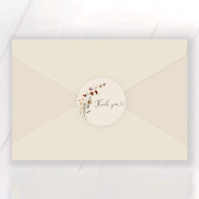 Boho Tiny Wildflower Bridal Shower  Classic Round Sticker (Creator Uploaded)