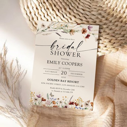 Boho Tiny Wildflower Bridal Shower Invitation