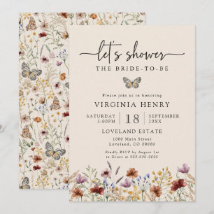 Boho Tiny Wildflower Bridal Shower Invitation