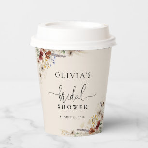 Boho Tiny Wildflower Bridal Shower Paper Cups