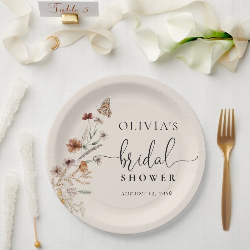 Boho  Tiny Wildflower Bridal Shower Paper Plate