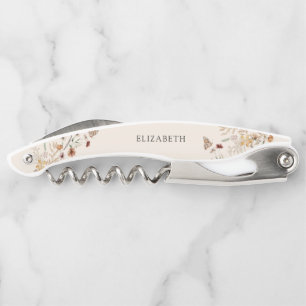 Boho Tiny Wildflower Bridal Shower Waiter's Corkscrew