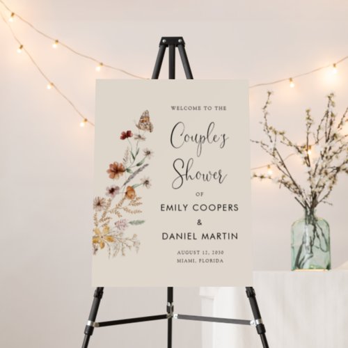 Boho Tiny Wildflower Couples Shower Foam Boards