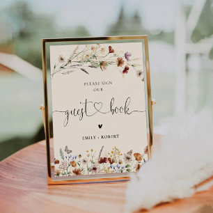 Boho Tiny Wildflower Guest Book Sign