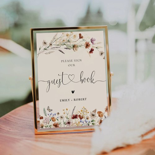 Boho Tiny Wildflower Guest Book Sign