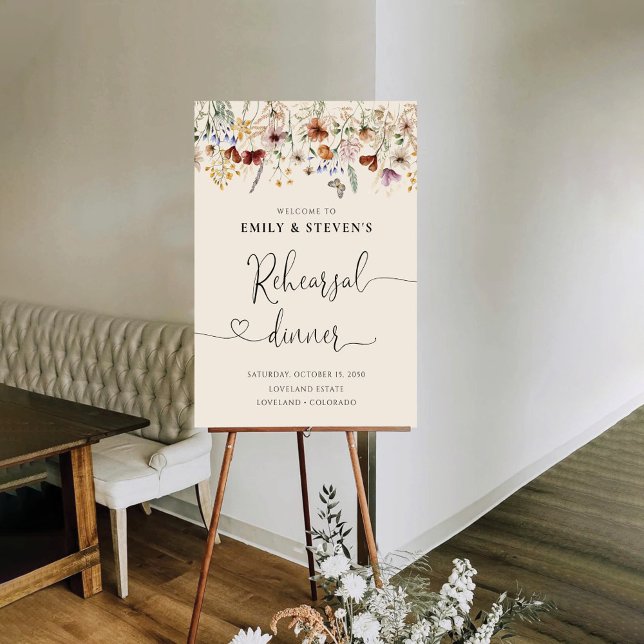 Boho Tiny Wildflower Rehearsal Dinner Foam Boards (Creator Uploaded)