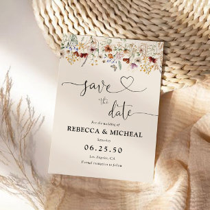 Boho Tiny Wildflower Save The Date Card