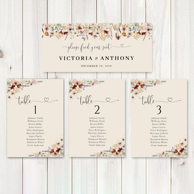 Boho Tiny Wildflower Wedding Head Table Sign (Creator Uploaded)