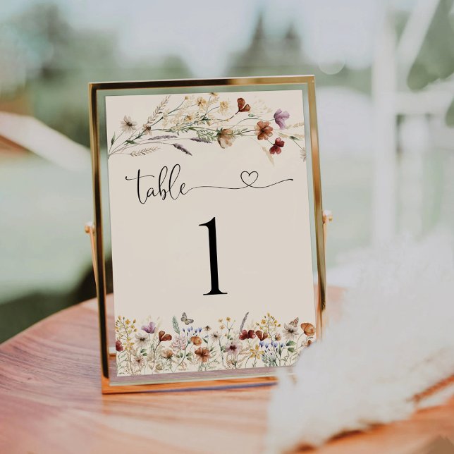 Boho Tiny Wildflower Wedding Table Number (Creator Uploaded)