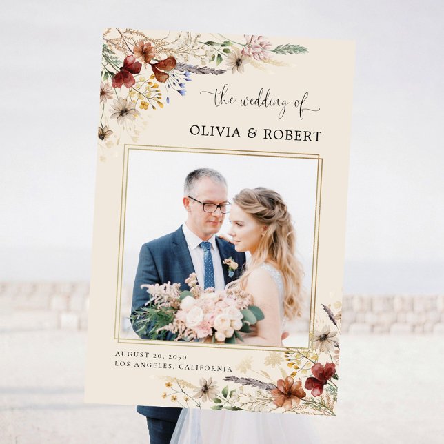 Boho Tiny Wildflowers Wedding Ceremony Photo Prop Foam Board (Creator Uploaded)