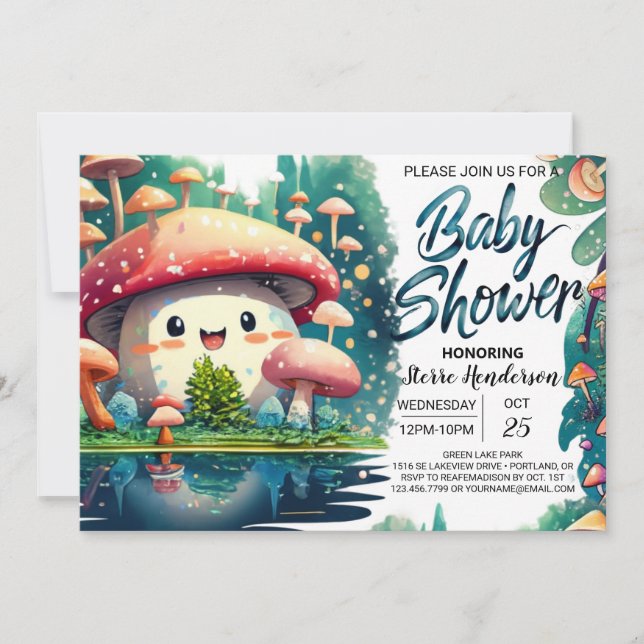 Boho Toadstool Enchantment Baby Shower Invitation (Front)