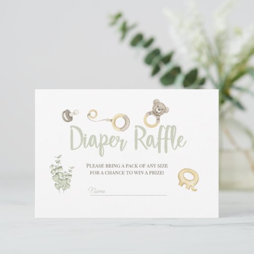 Boho Toys Baby Shower Boy Diaper Raffle Card