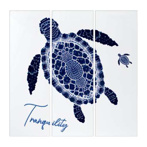 Boho Tranquility Sea Turtle Family Triptych