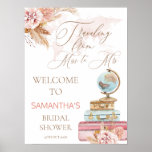 Boho Traveling Miss To Mrs Bridal Shower Welcome Poster at Zazzle
