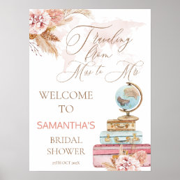 Boho Traveling Miss to Mrs Bridal Shower Welcome Poster