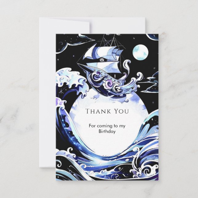 Boho Treasure Hunt Pirate Birthday Thank You Card (Front)