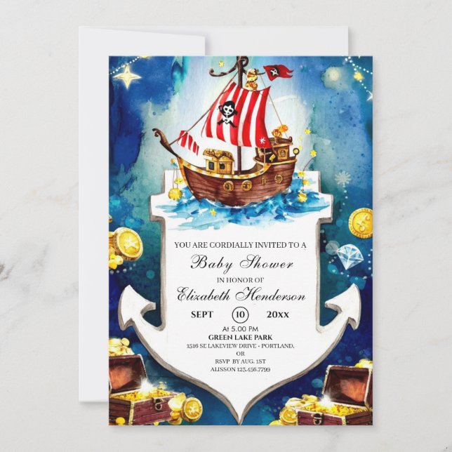 Boho Treasure Pirate Baby Shower Invitation (Front)