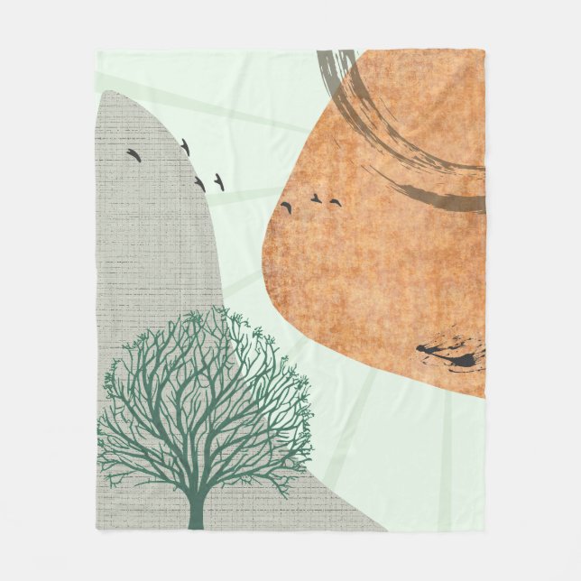 Boho Tree Fleece Blanket (Front)